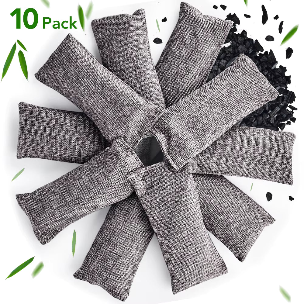 Bamboo Charcoal Odor Bags – 10 Pack – Eco-Friendly Closet & Drawer Deodorizer